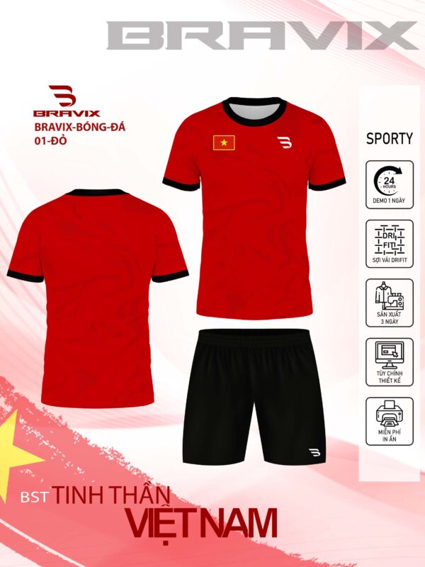 Bộ Quần Áo Bóng Đá Thiết Kế BRAVIX - MÃ BĐ01 - BST VIỆT NAM