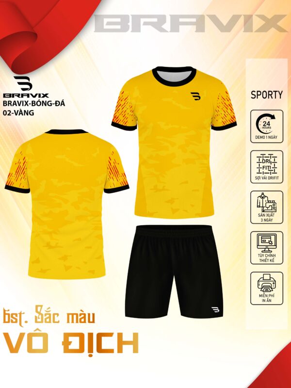 Bộ Quần Áo Bóng Đá Thiết Kế BRAVIX – MÃ BĐ02 – BST VIỆT NAM