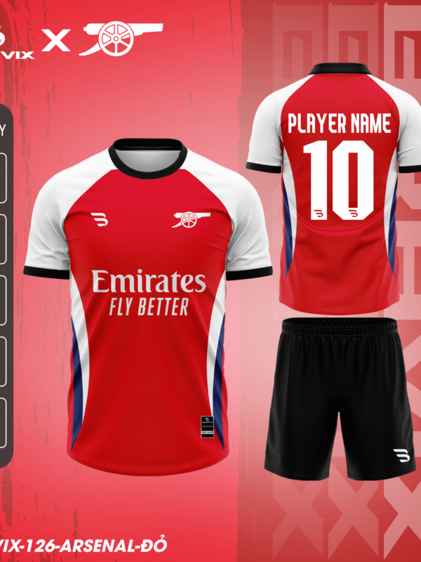 Bộ Quần Áo Bóng Đá Arsenal - Thiết Kế BRAVIX Phong Cách Ngoại Hạng Anh