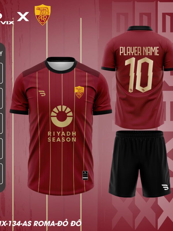 Bộ Quần Áo Bóng Đá Thiết Kế BRAVIX – Mẫu AS ROMA