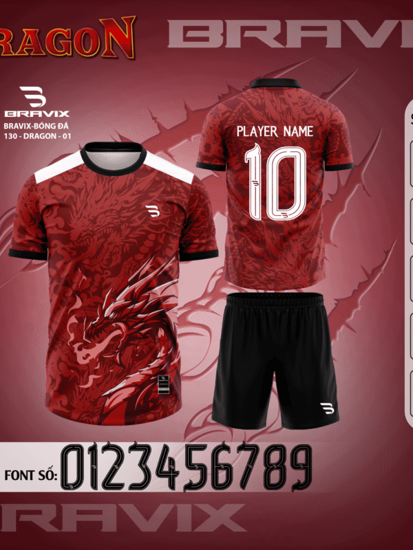 Bộ Quần Áo Bóng Đá Thiết Kế BRAVIX - BST DRAGON - Sức Mạnh Rồng Thần