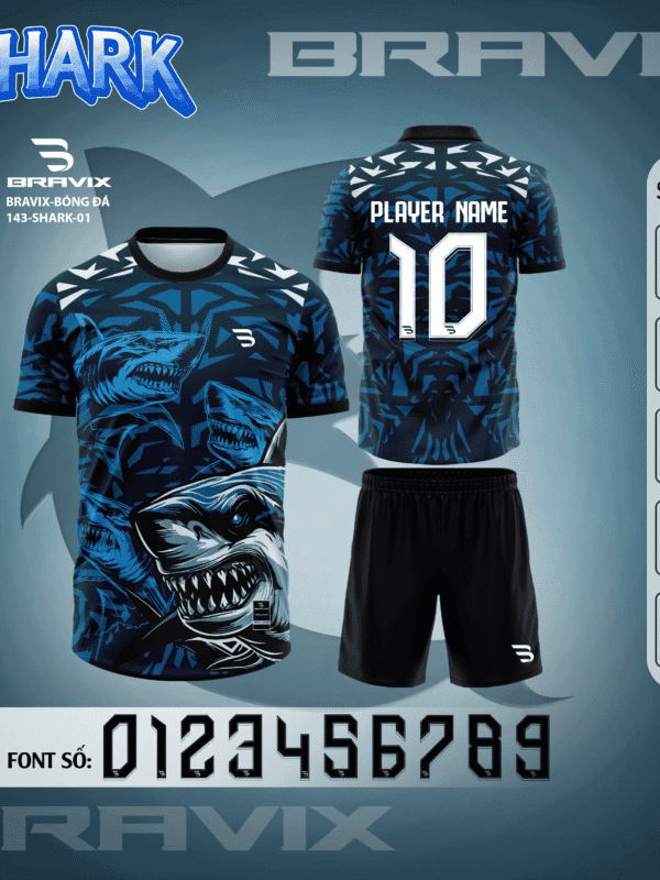 Bộ Quần Áo Bóng Đá Thiết Kế BRAVIX - BST SHARK