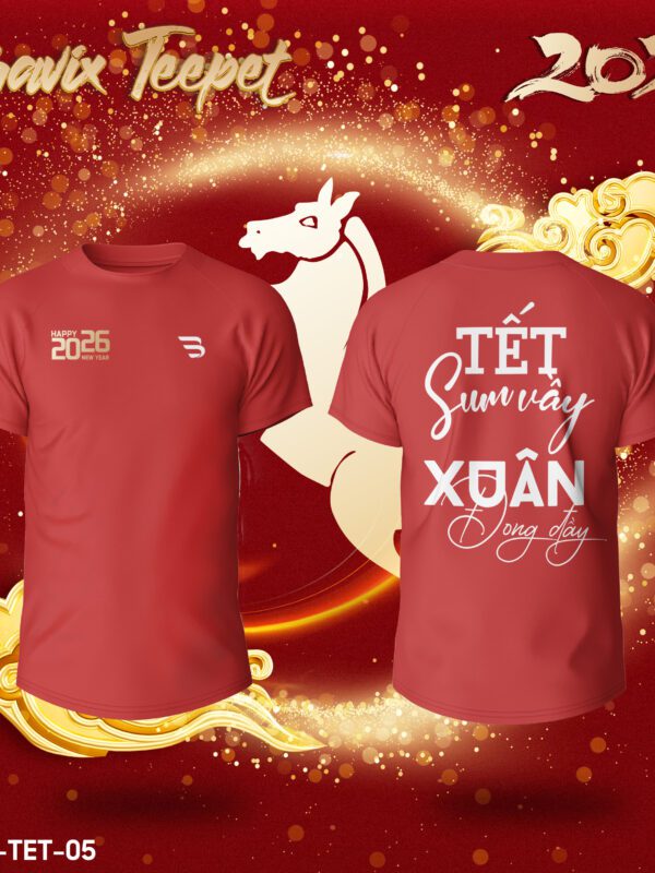 Áo Thun Tết BRAVIX 2026 – Mẫu "Tết Sum Vầy - Xuân Đong Đầy"