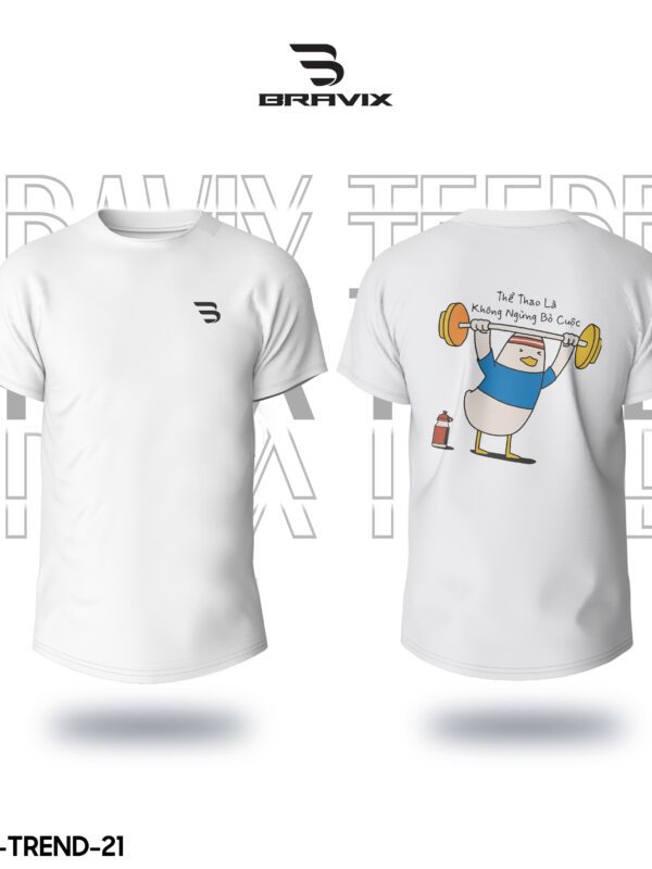 Áo Thun In Theo Yêu Cầu BRAVIX – Mẫu “Thể Thao Là Không Ngừng Bỏ Cuộc”