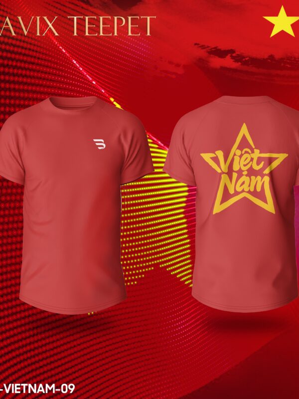 Áo Thun In Theo Yêu Cầu BRAVIX – Mẫu “Việt Nam Ngôi Sao Bo Tròn”
