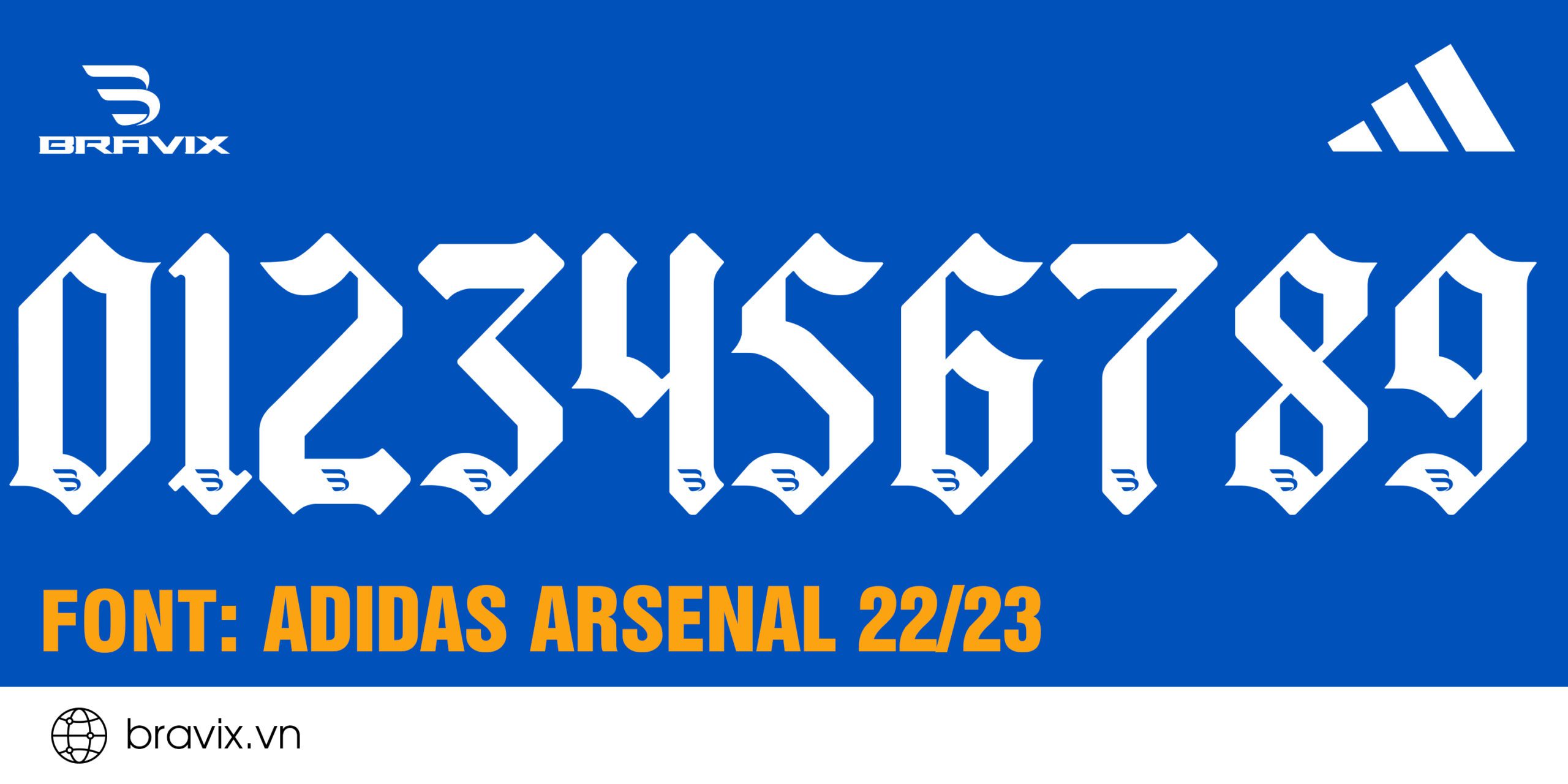 Font số Adidas Arsenal 22/23 - Bravix