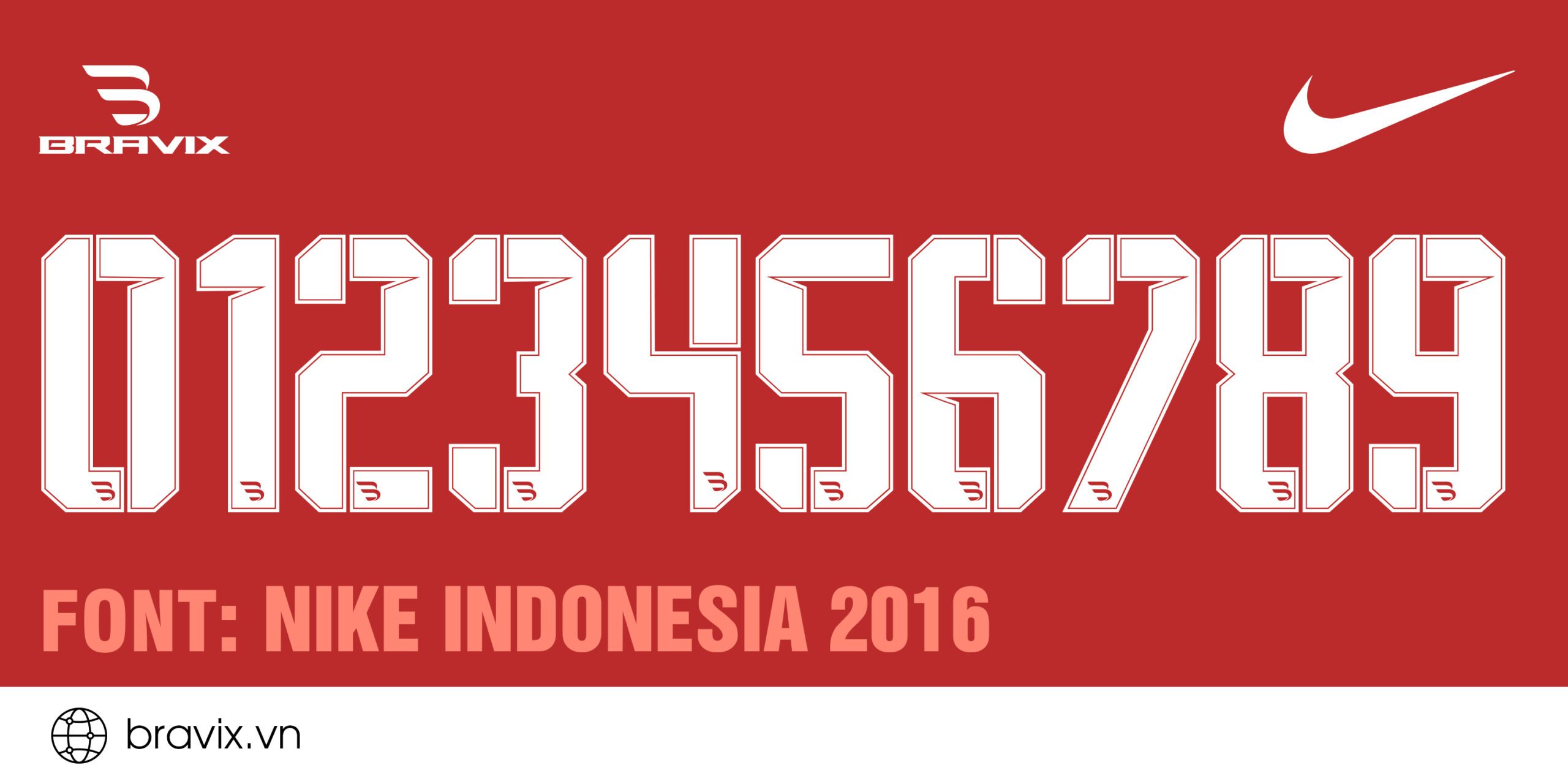 Font số Nike Indonesia 2016 - Bravix