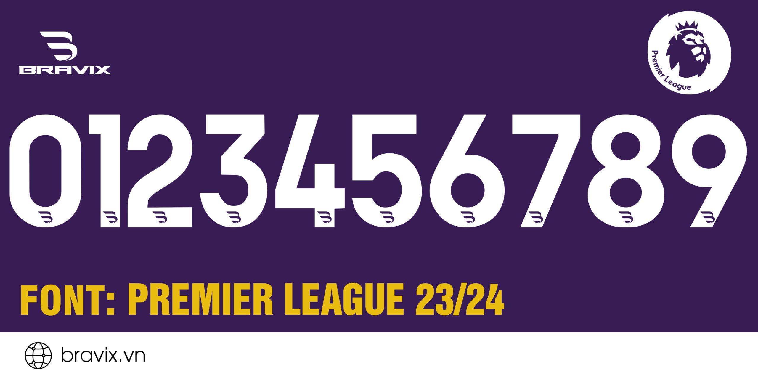 Font số Premier League 2023 - Bravix