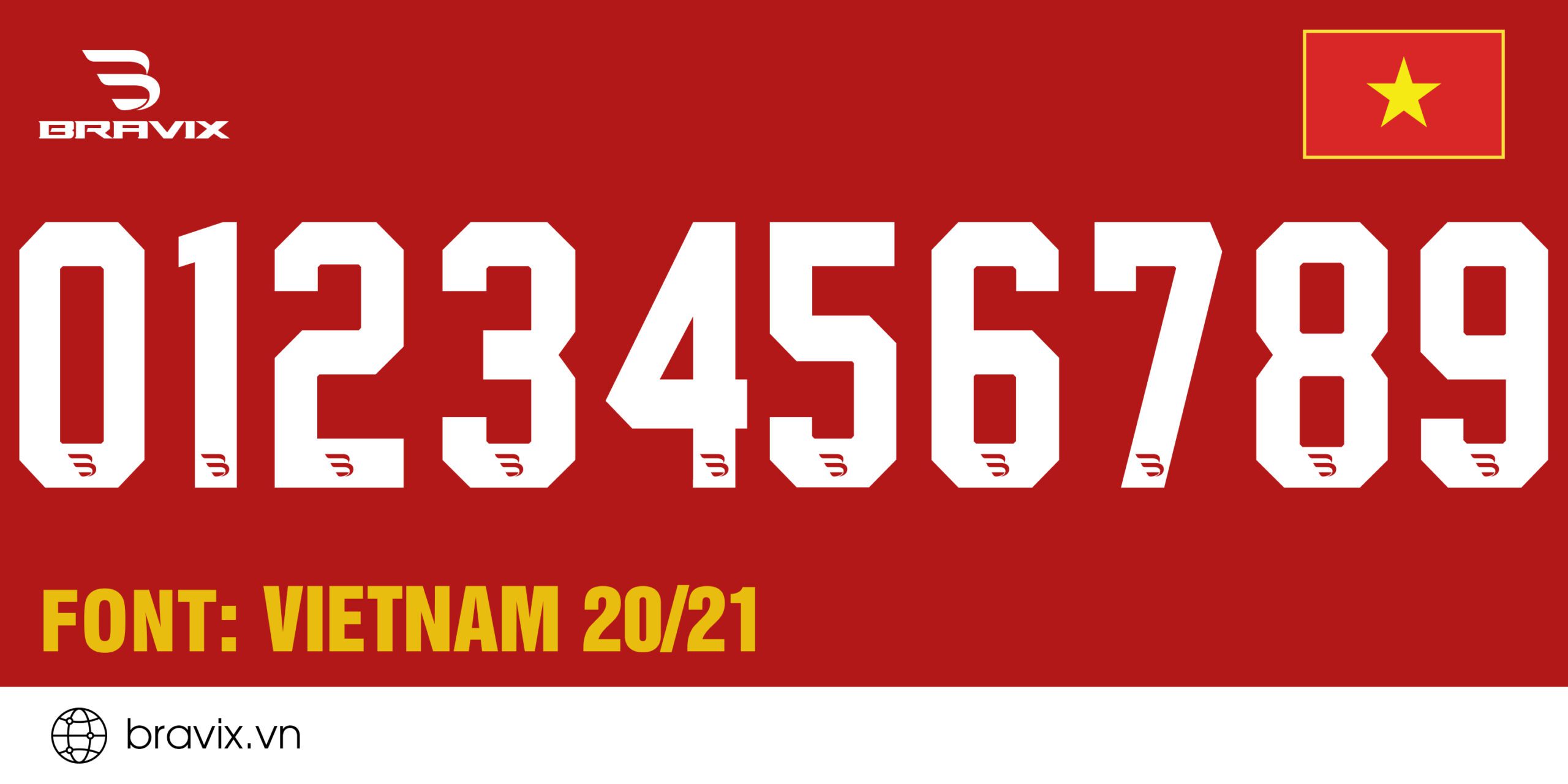 Font số Vietnam 2020 - Bravix