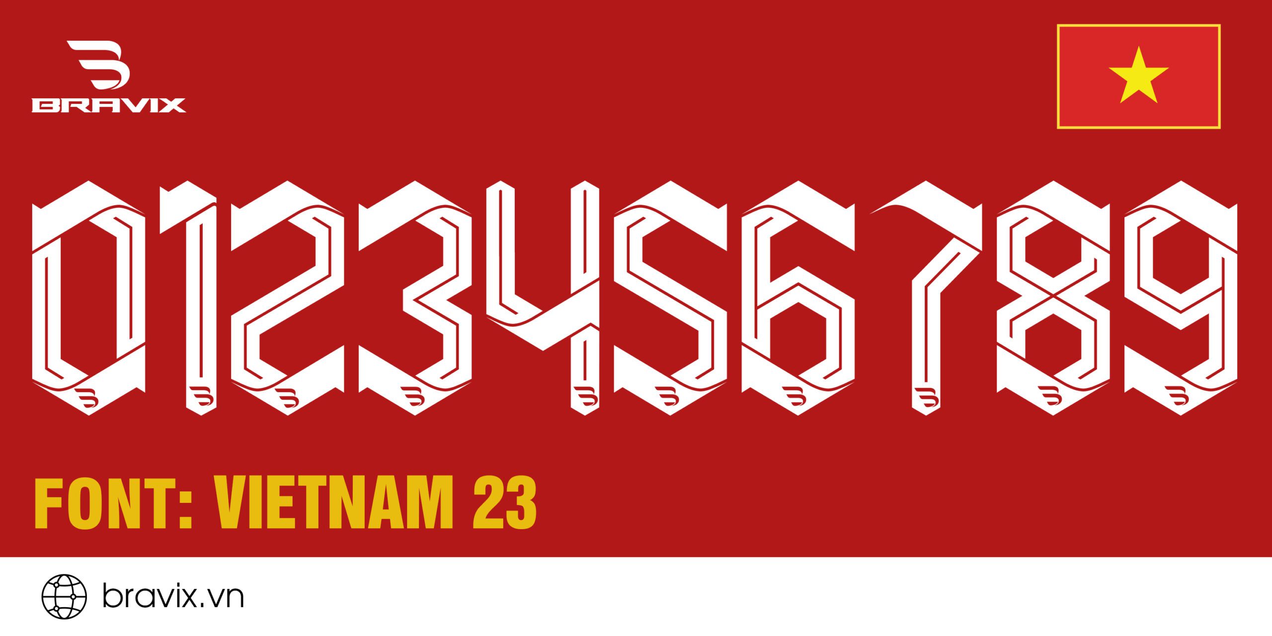 Font số Vietnam 2023 - Bravix