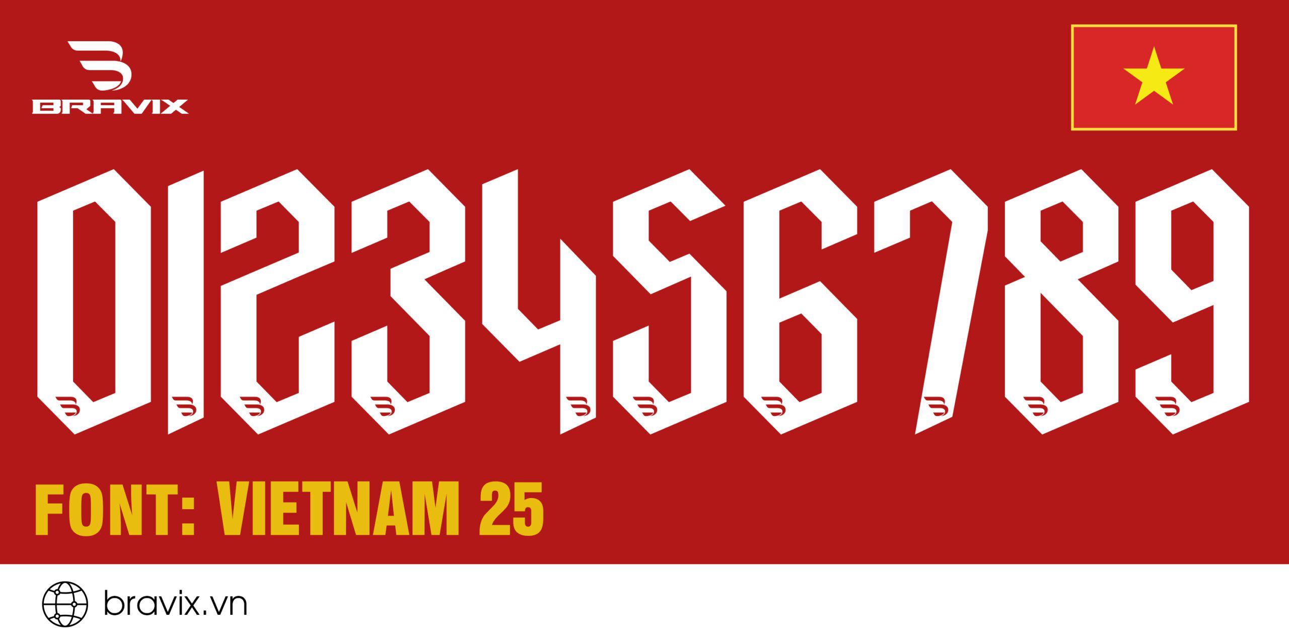 Font số Vietnam 2025 - Bravix