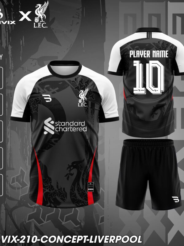 Áo Bóng Đá Concept Liverpool Đen Trắng | Bravix Collab Collection