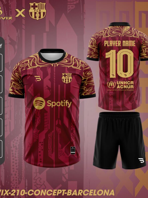 Áo Bóng Đá Concept Barcelona Đỏ Vàng | Bravix Collab Collection