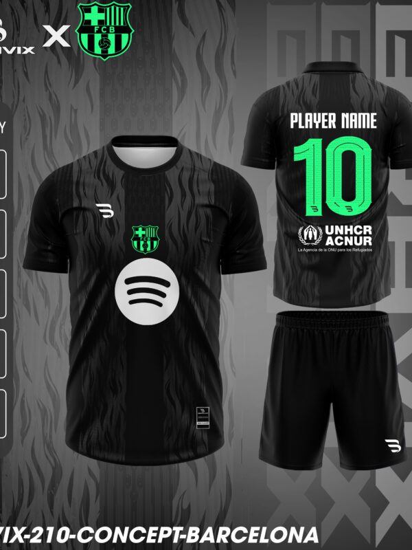 Áo Bóng Đá Concept Barcelona Đen Xanh | Bravix Collab Collection