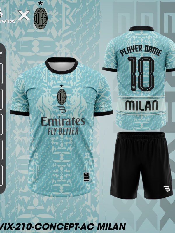 Áo Bóng Đá Concept AC Milan Xanh Họa Tiết | Bravix Collab Collection