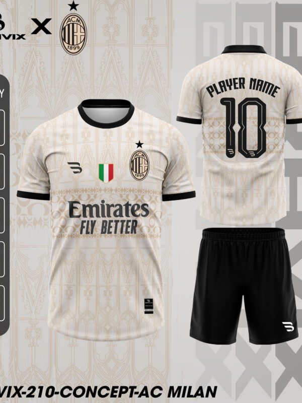 Áo Bóng Đá Concept AC Milan Trắng Kem | Bravix Collab Collection