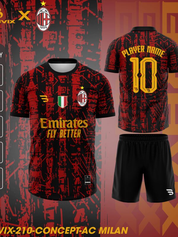 Áo Bóng Đá Concept AC Milan Đỏ Đen | Bravix Collab Collection