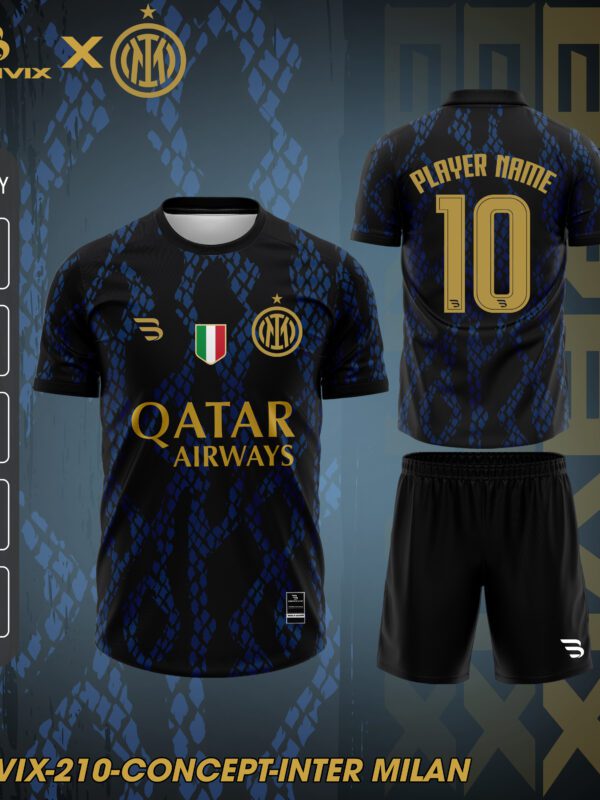 Áo Bóng Đá Concept Inter Milan Xanh Đen Vàng | Bravix Collab Collection
