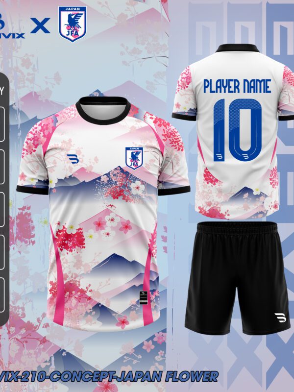 Áo Bóng Đá Concept Japan Flower Trắng Hồng | Bravix Collab Collection
