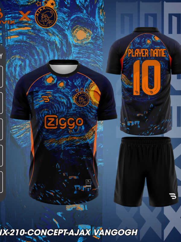 Áo Bóng Đá Concept Ajax Van Gogh Xanh Đậm | Bravix Collab Collection