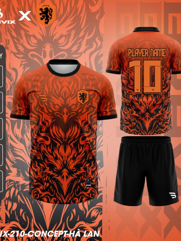 Áo Bóng Đá Concept Hà Lan Cam Họa Tiết Sư Tử | Bravix Collab Collection