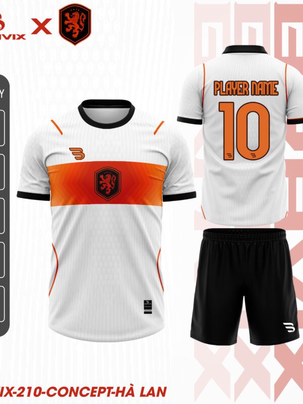 Áo Bóng Đá Concept Hà Lan Trắng Cam Hiện Đại | Bravix Collab Collection