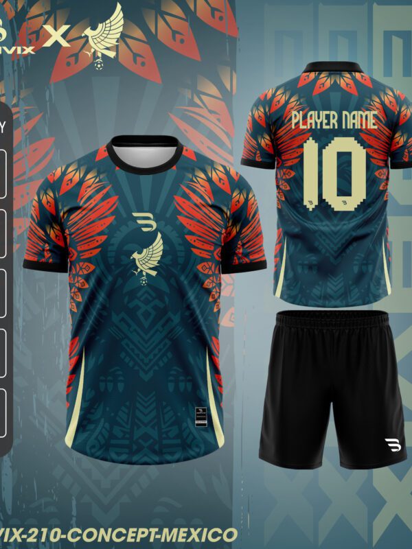 Áo Bóng Đá Concept Mexico Xanh Họa Tiết Đại Bàng | Bravix Collab Collection