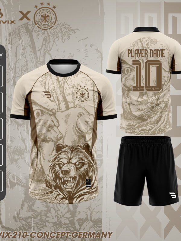 Áo Bóng Đá Concept Đức Beige Sư Tử Nghệ Thuật | Bravix Collab Collection