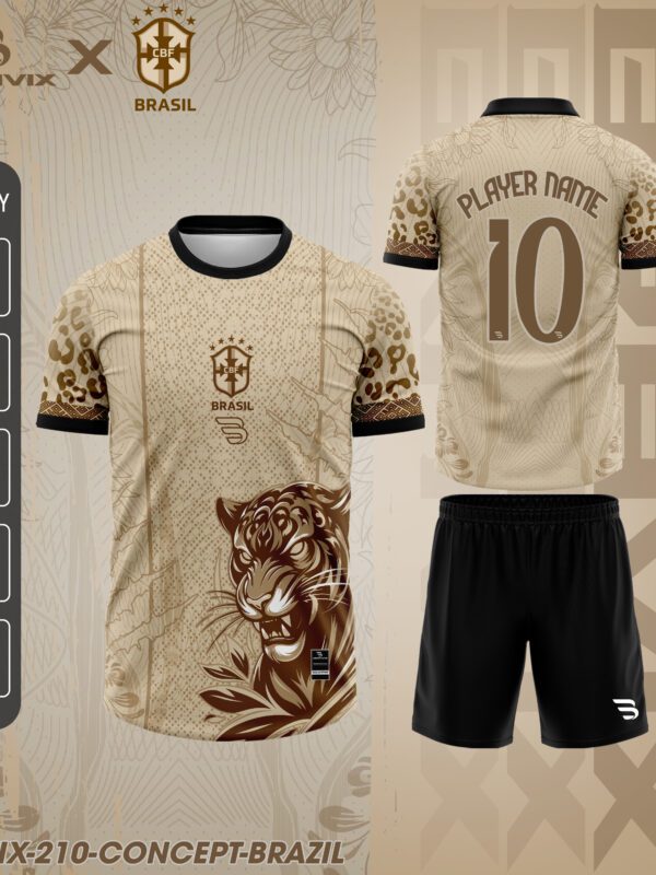 Áo Bóng Đá Concept Brazil Beige Hổ Nghệ Thuật | Bravix Collab Collection