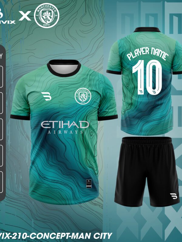 Áo Bóng Đá Concept Man City Xanh Ngọc | Bravix Collab Collection