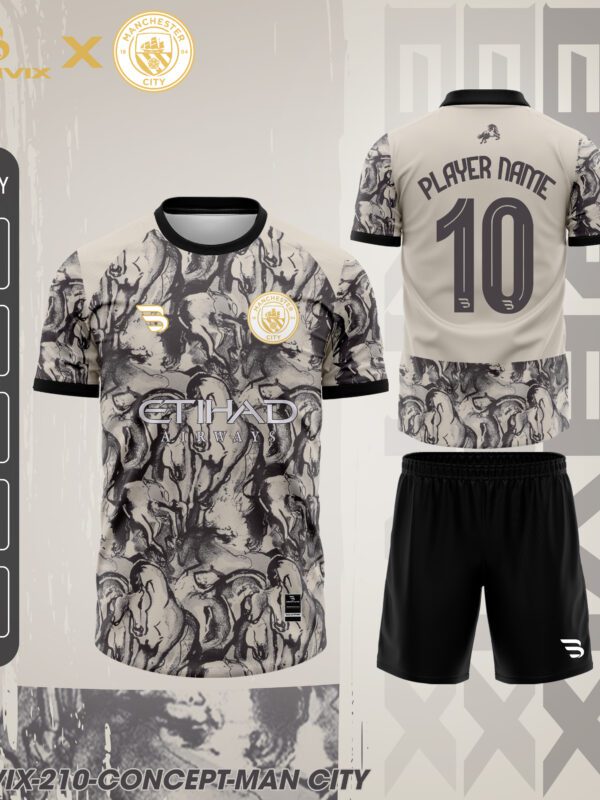 Áo Bóng Đá Concept Man City Trắng Nghệ Thuật | Bravix Collab Collection