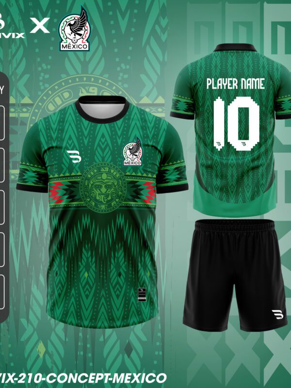 Áo Bóng Đá Concept Mexico Xanh Họa Tiết Aztec | Bravix Collab Collection