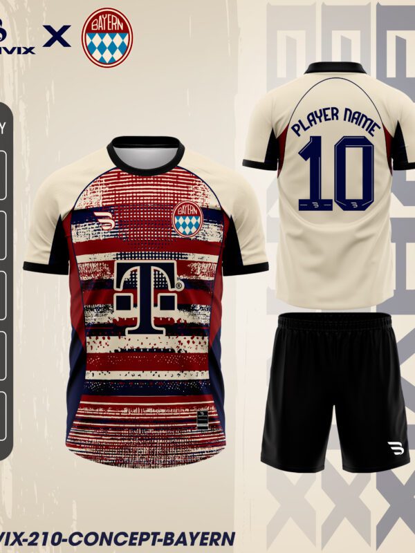 Áo Bóng Đá Concept Bayern Đỏ Xanh Hiện Đại | Bravix Collab Collection