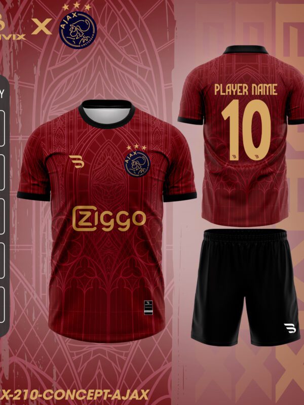 Áo Bóng Đá Concept Ajax Đỏ Họa Tiết Nghệ Thuật | Bravix Collab Collection