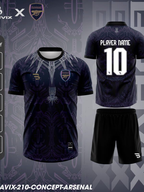 Áo Bóng Đá Concept Arsenal Xanh Đen Họa Tiết Đại Bàng | Bravix Collab Collection