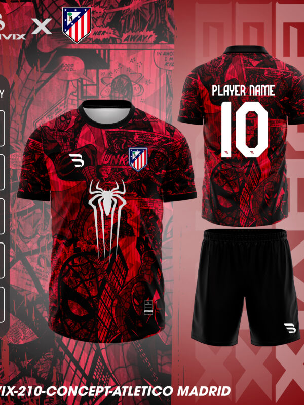 Áo Bóng Đá Concept Atletico Madrid Đỏ Đen Nhện Chiến Binh | Bravix Collab Collection