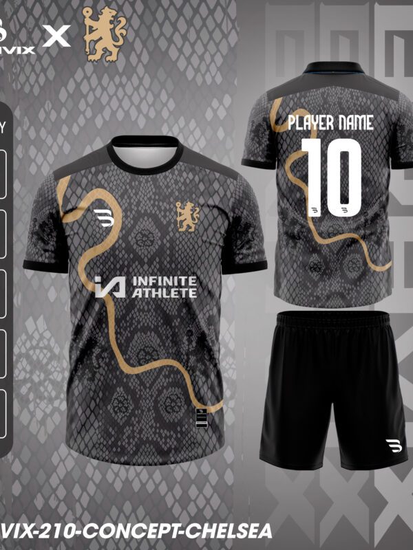Áo Bóng Đá Concept Chelsea Xám Vảy Rồng | Bravix Collab Collection