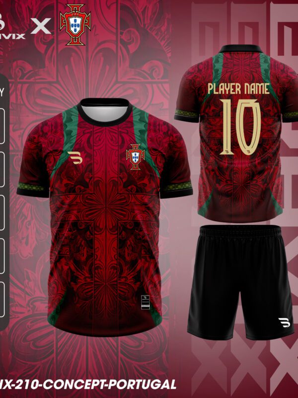 Áo Bóng Đá Concept Portugal Hoa Văn Đỏ | Bravix Collab Collection