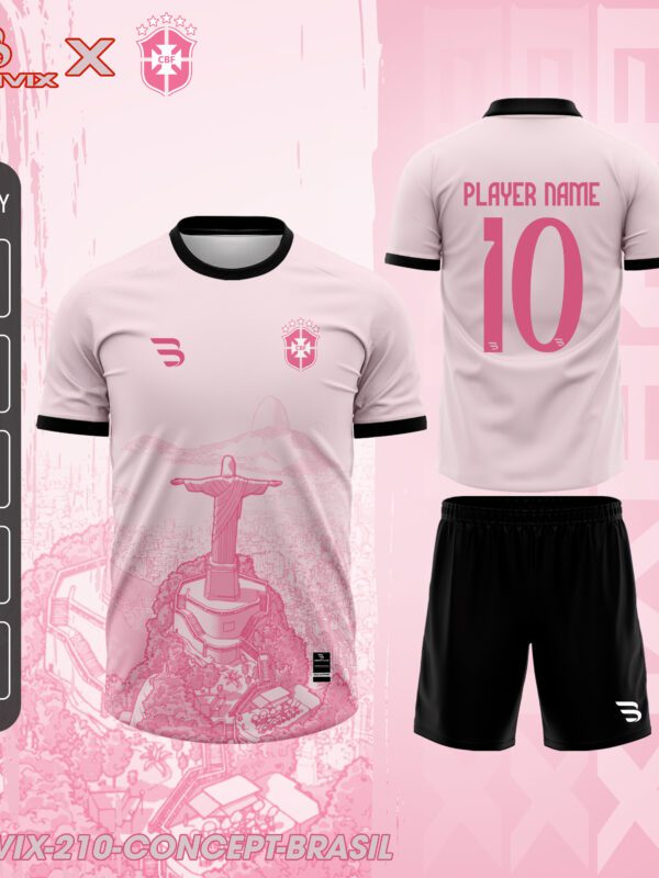 Áo Bóng Đá Concept Brasil Hồng Chúa Jesus | Bravix Collab Collection