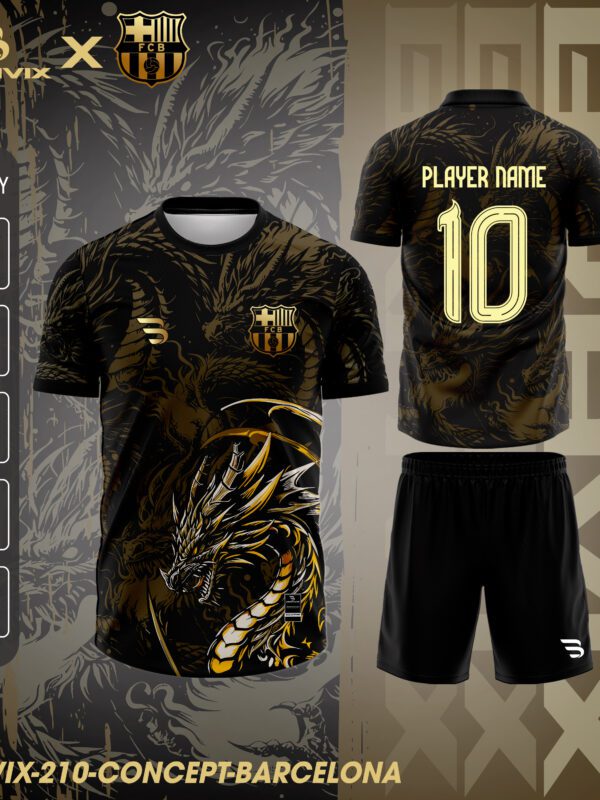 Áo Bóng Đá Concept Barcelona Rồng Vàng | Bravix Collab Collection