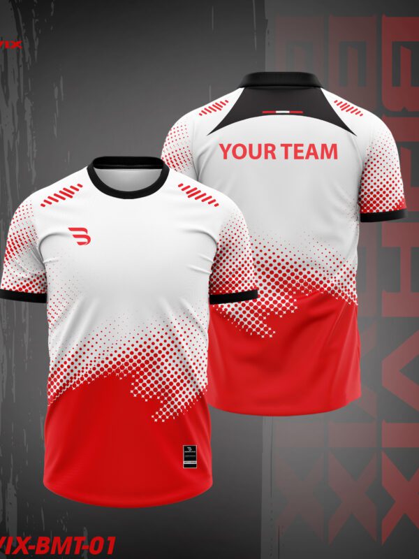 Áo Cầu Lông BRAVIX Trắng Đỏ Gradient | Thiết Kế Thể Thao Nổi Bật