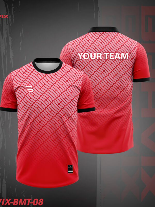 Áo Cầu Lông BRAVIX BMT-08 | Thiết Kế Đỏ Gradient Họa Tiết Line Hiện Đại
