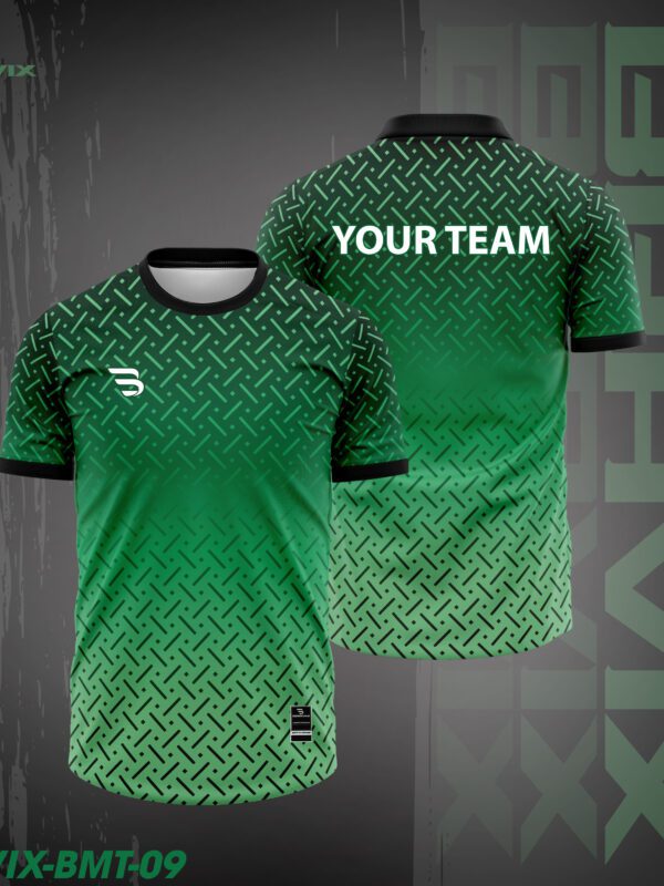 Áo Cầu Lông BRAVIX BMT-09 | Thiết Kế Xanh Lá Gradient Họa Tiết Geometric