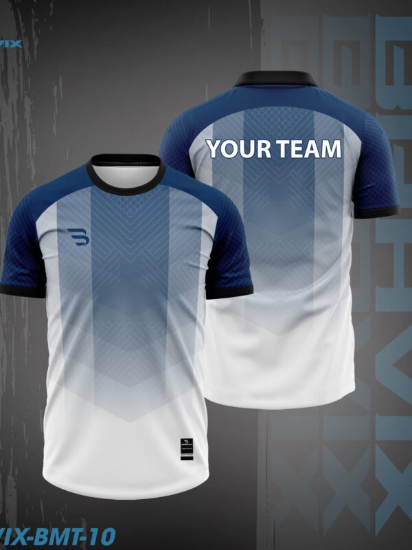 Áo Cầu Lông BRAVIX BMT-10 | Thiết Kế Trắng Xanh Gradient Thể Thao Hiện Đại