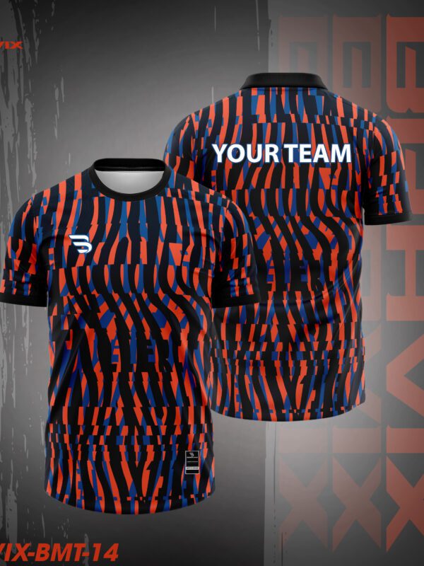 Áo Cầu Lông BRAVIX BMT-14 | Thiết Kế Pattern Cam Xanh Năng Động