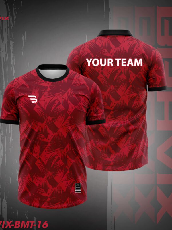 Áo Cầu Lông BRAVIX BMT-16 | Thiết Kế Đỏ Pattern Abstract Mạnh Mẽ
