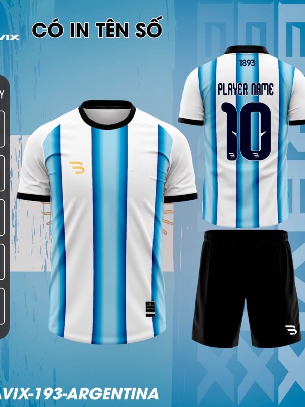 Áo bóng đá không logo thiết kế riêng Bravix Argentina - có sẵn giao ngay