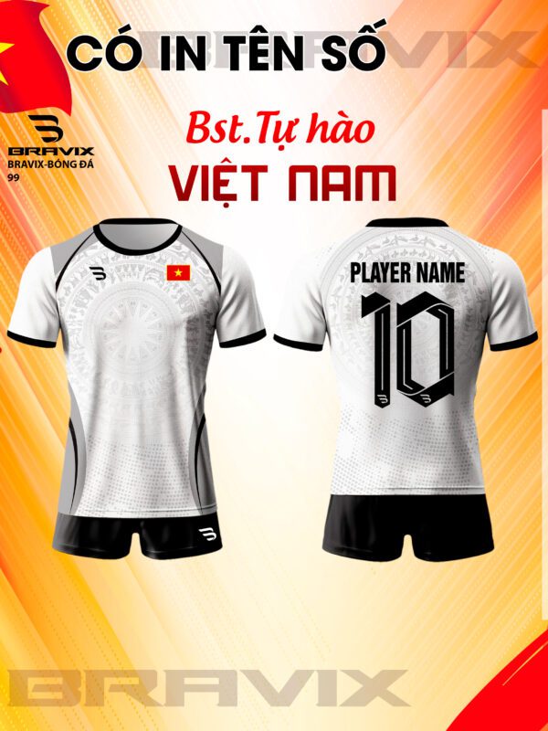 Bộ quần áo đá banh thiết kế riêng Bravix Trống Đồng Trắng - có sẵn giao ngay