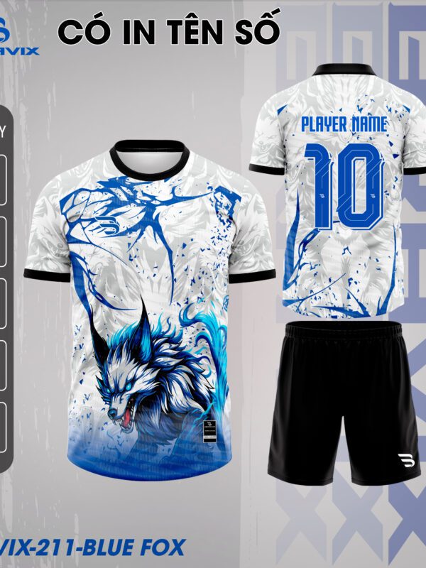 Áo bóng đá thiết kế riêng Bravix Concept Blue Fox - có sẵn giao ngay